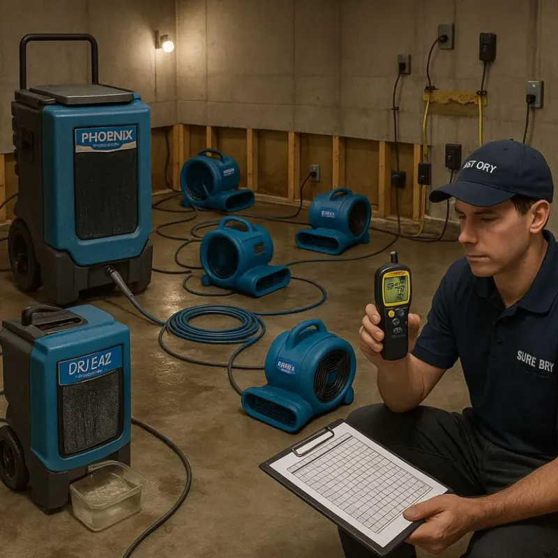 Structural Drying and Dehumidification process in Gulf Park Estates, MS